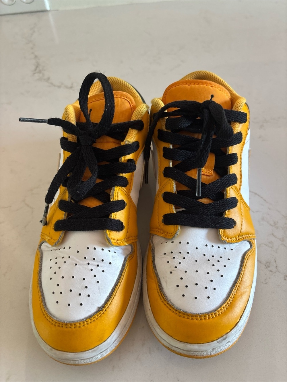 Nike Yellow and White Kids Sneakers with Black Laces